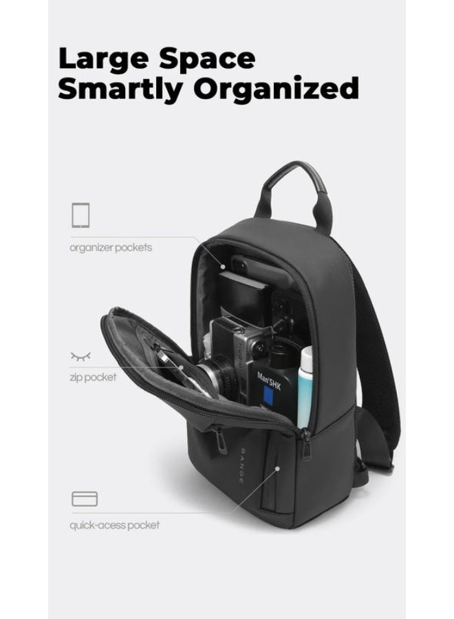 BANGE 3077 Grey Hot Selling Wholesale Lightweight Everyday Sling Chest Bag Waterproof Minimalist Ergonomic Crossbody Bag for Men - Image 2